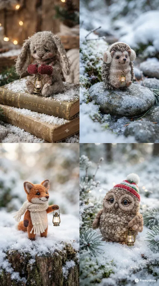 Whimsical Snow Felt Creatures