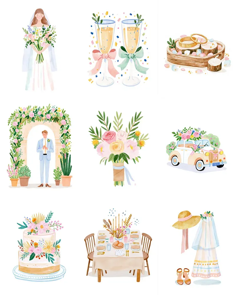 Warm Neutral Wedding Summer Clipart