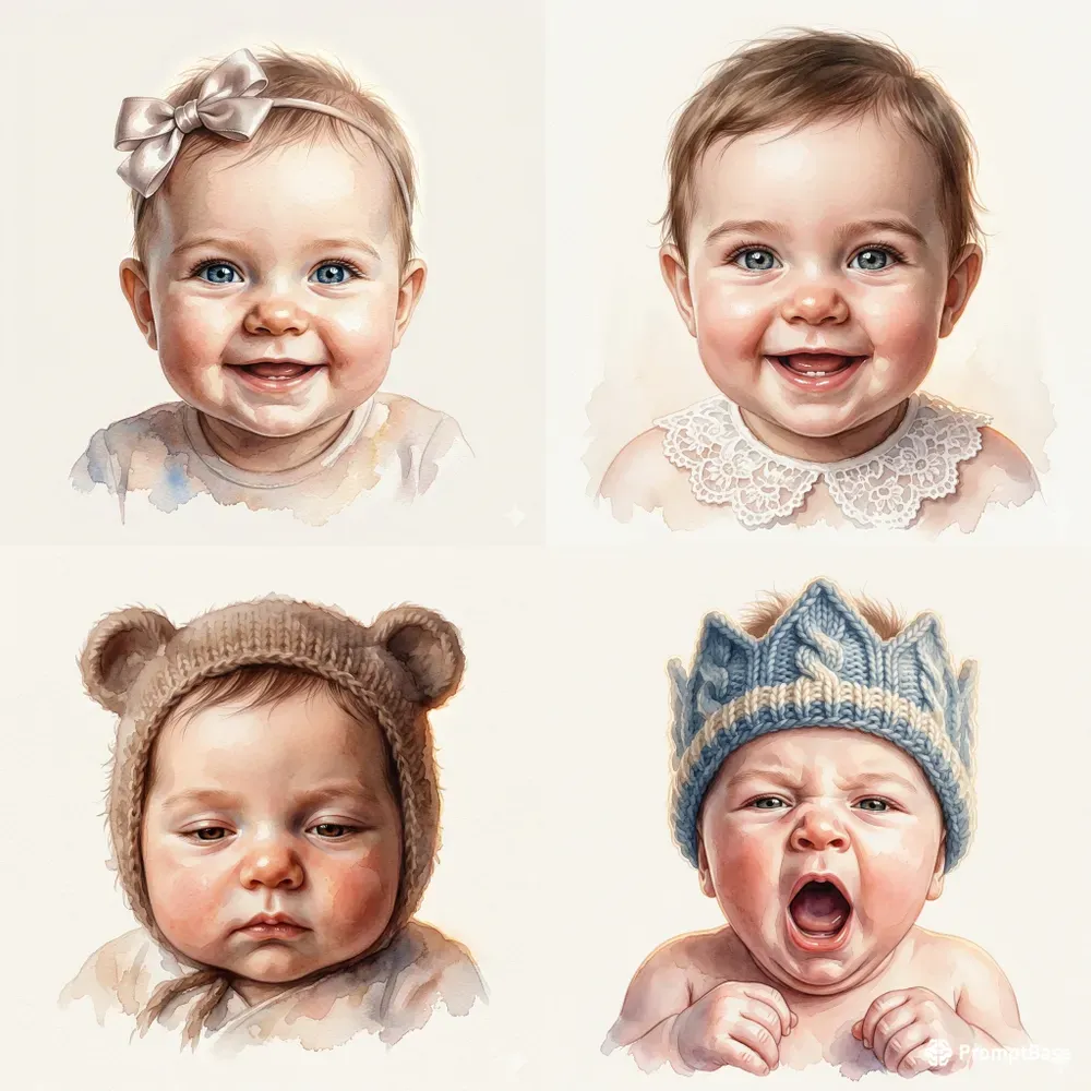 Signature Watercolor Baby Portraits