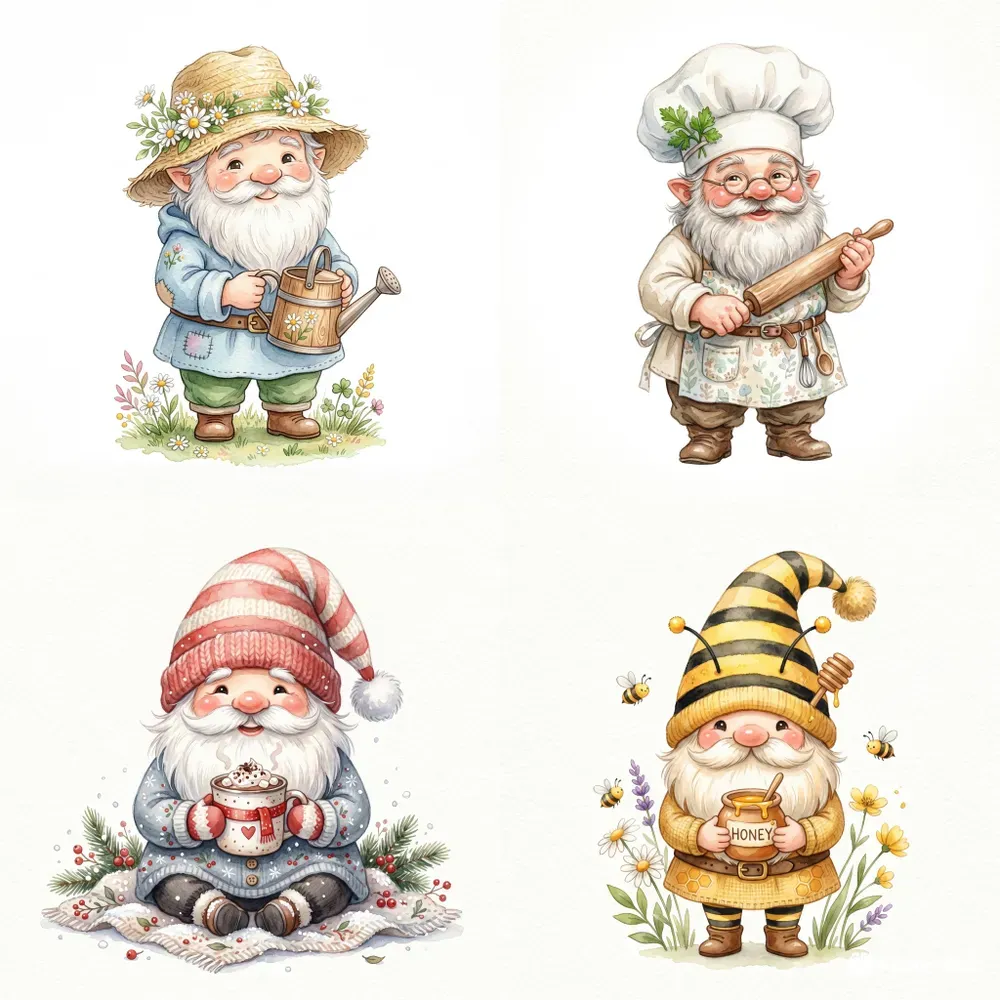 Whimsical Watercolor Gnome Creators