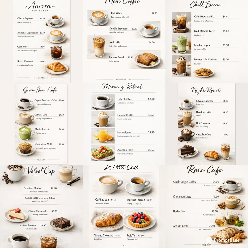 Modern Coffee Menu Generator