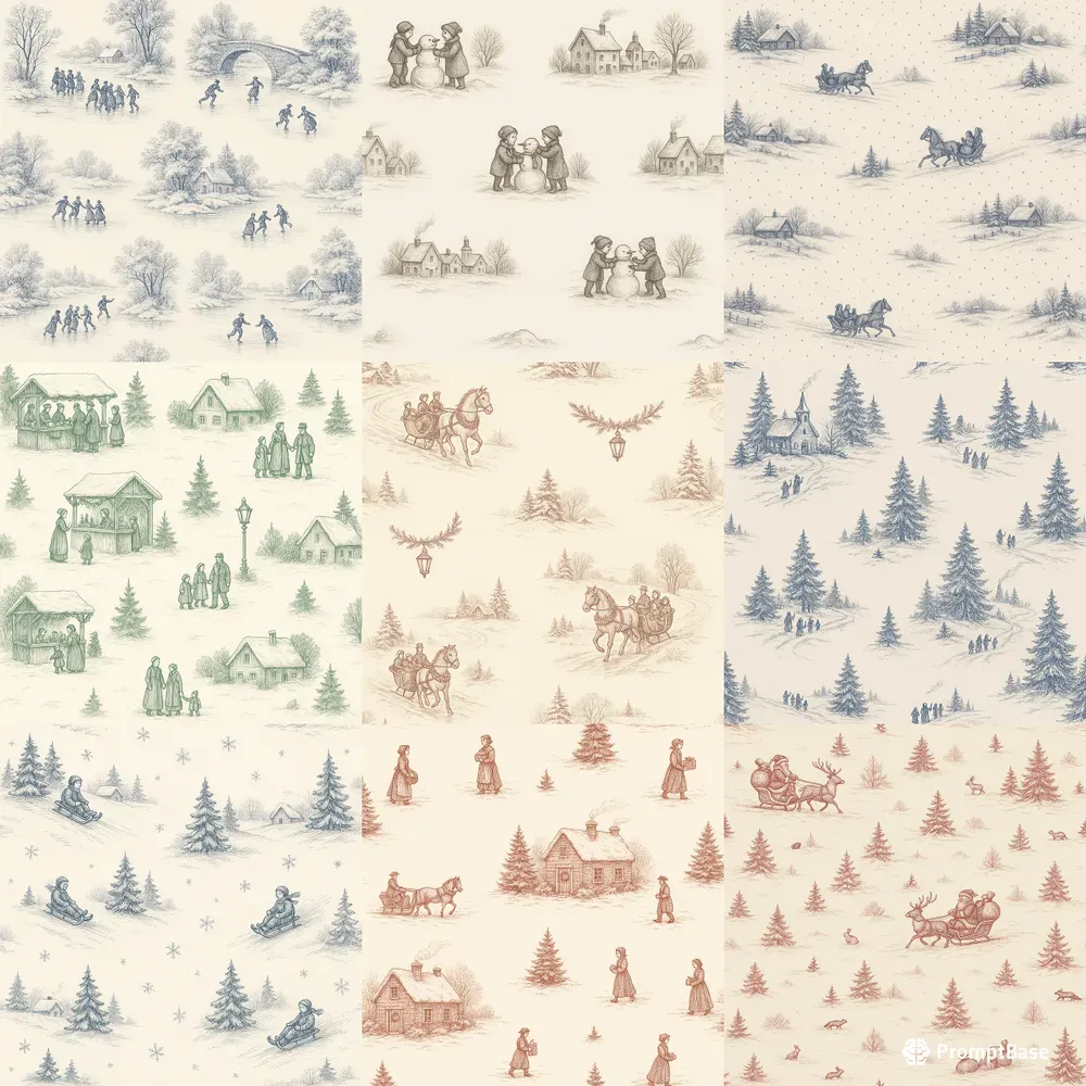 Holiday Toile De Jouy Winter Patterns