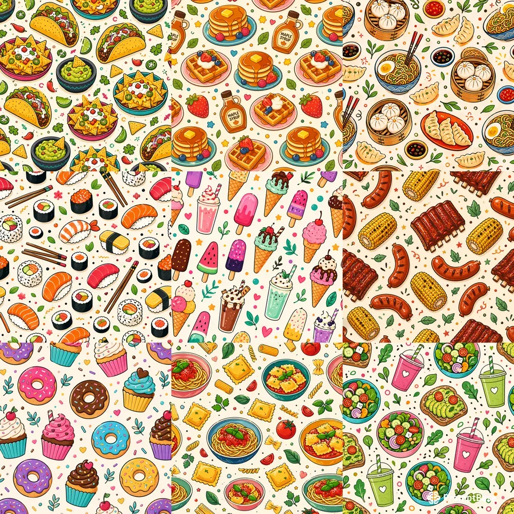 Cartoon Food Patterns