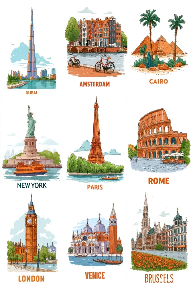 Clean Illustrated Travel Posters