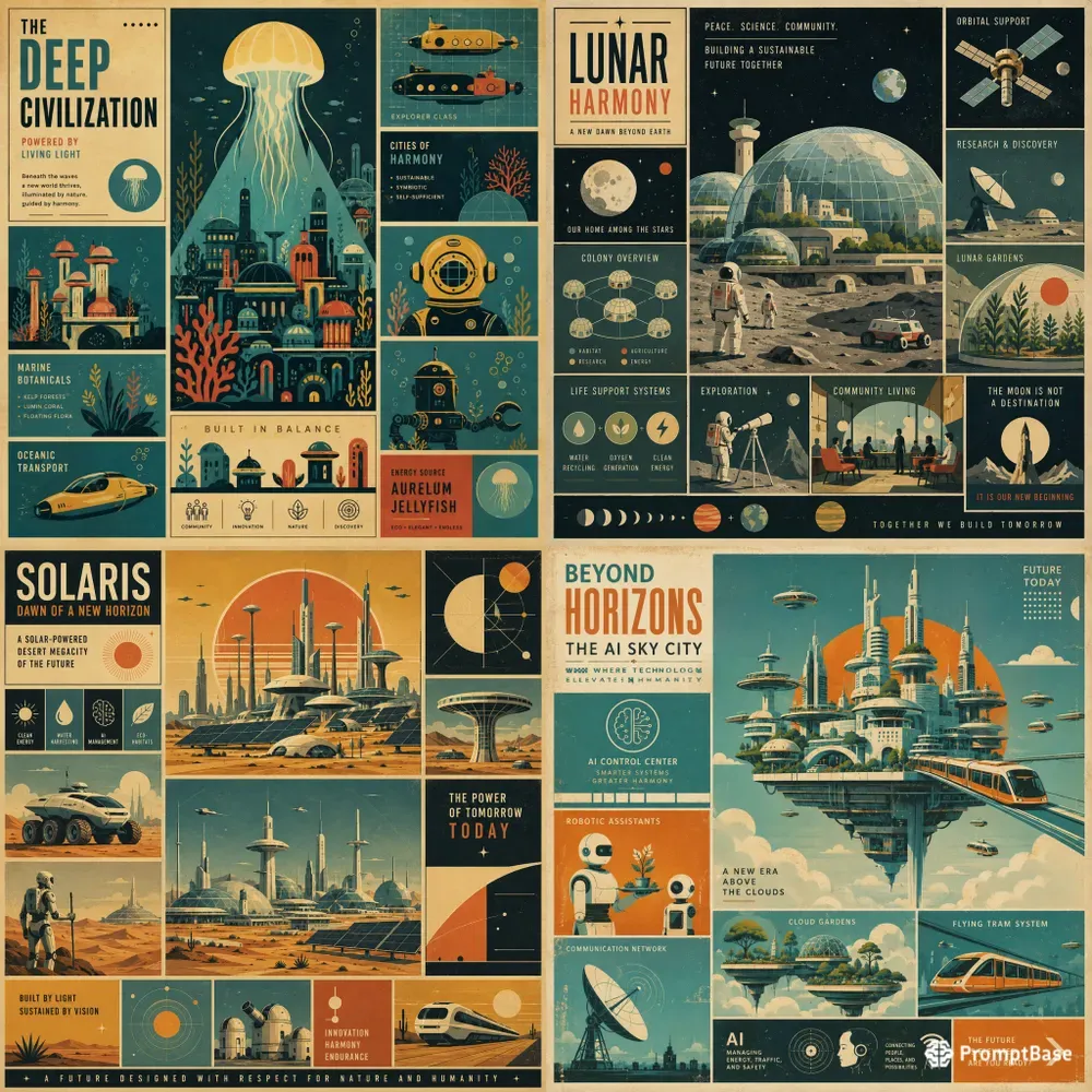 Retro Scifi Grid Posters