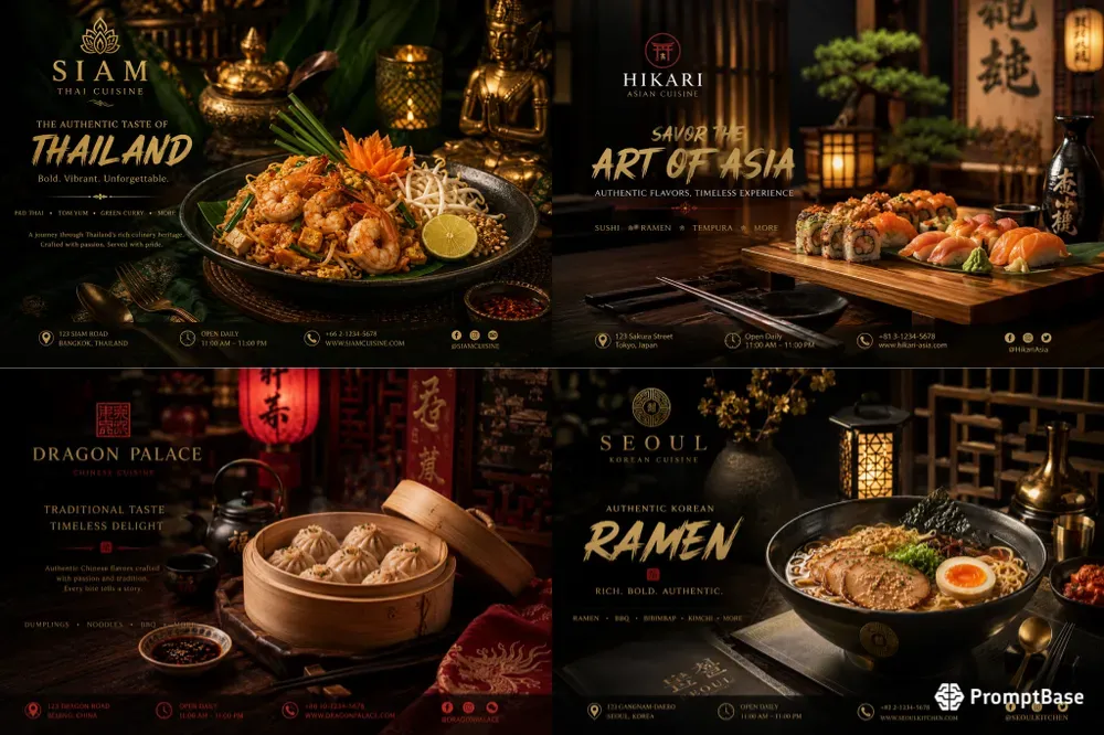 Luxury Asian Restaurant Banner Prompts