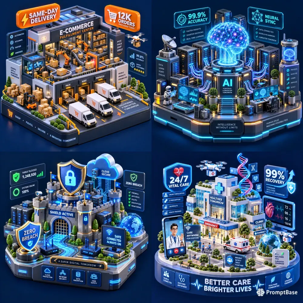 3D Isometric Data Diorama Art