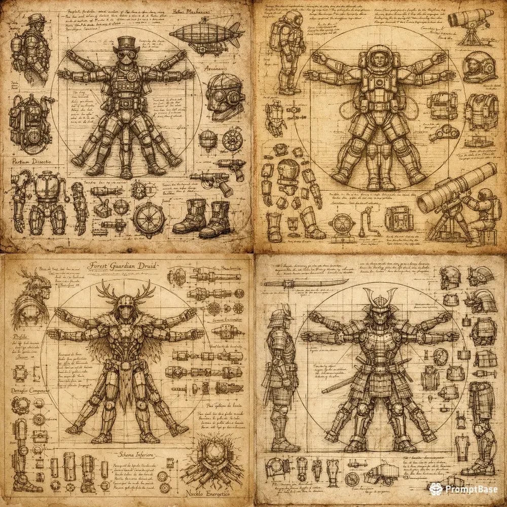 Da Vinci Mechanical Character Sketches