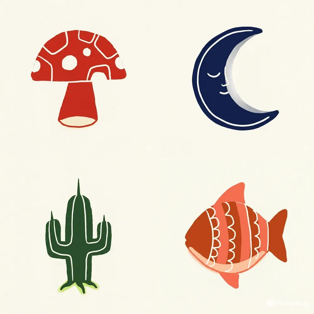 Chunky Doodle Icons Bold Flat Art