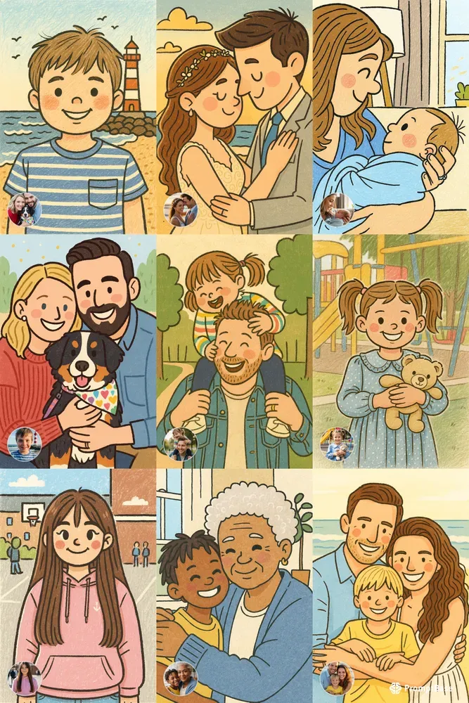 Whimsical Cartoon Custom Photo Portraits