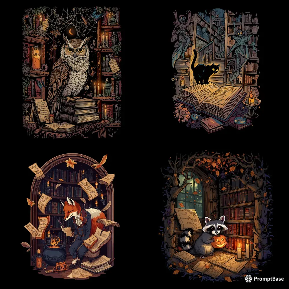 Haunted Library Animal Vectors