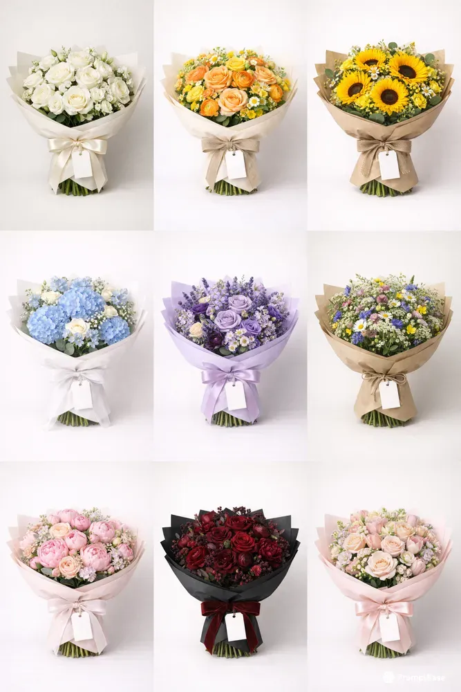 Gift Or Wedding Bouquet Wrap Mockups