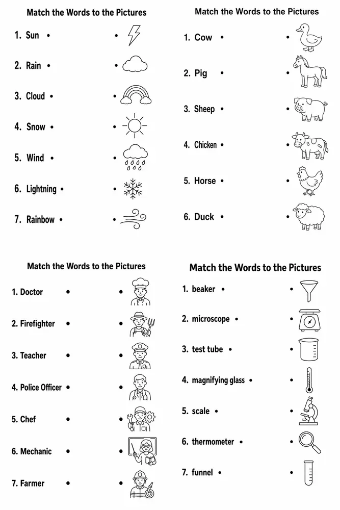 Word Matching Worksheet Generator