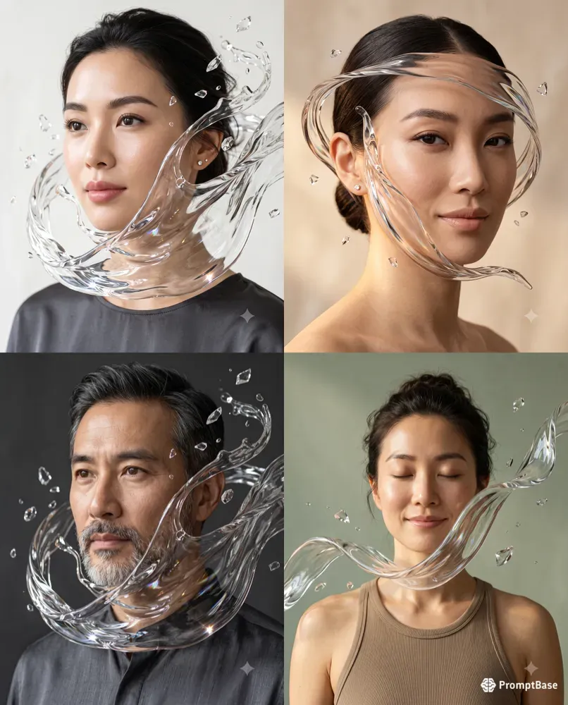 Liquid Glass Emotion Portrait Ads
