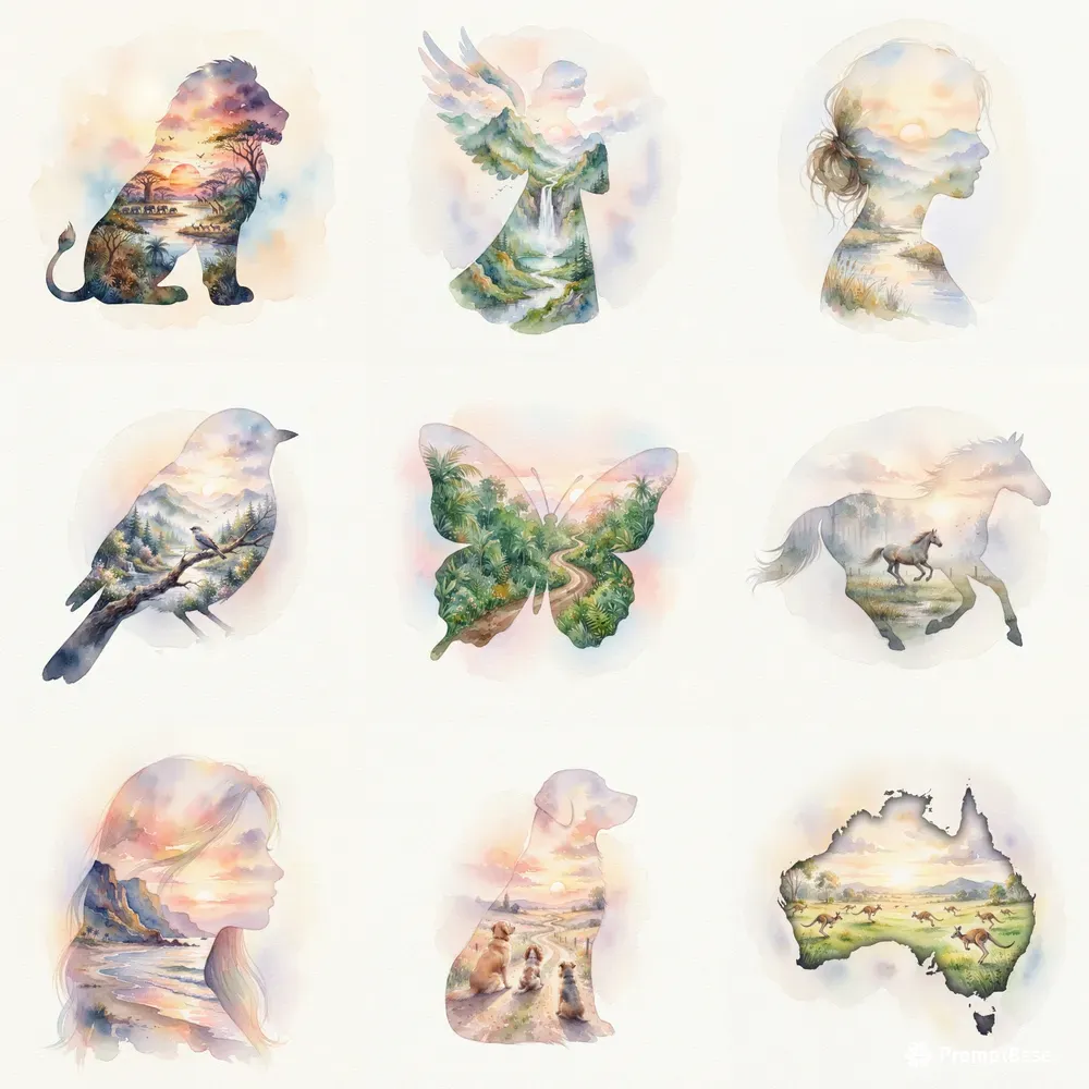 Artistic Double Exposure Silhouettes