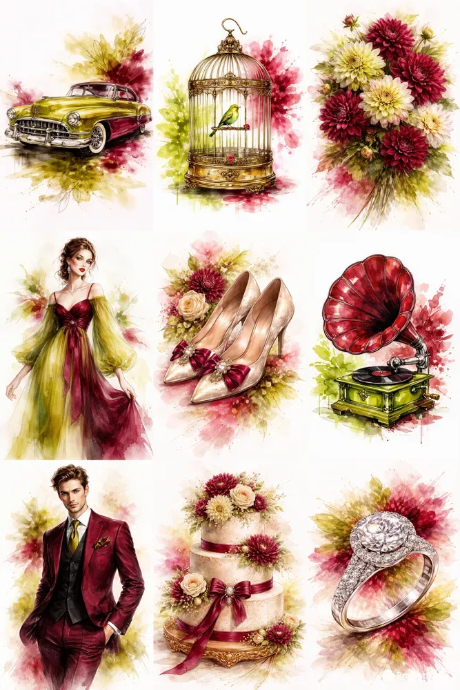 Vintage Watercolor Wedding Junk Journals