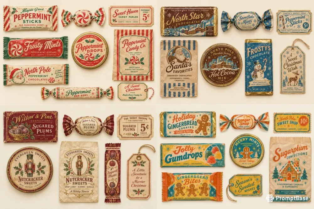 Vintage Christmas Candy Wrapper Ephemera