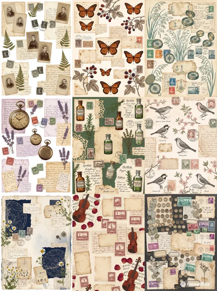 Vintage Ephemera Junk Journal Kits