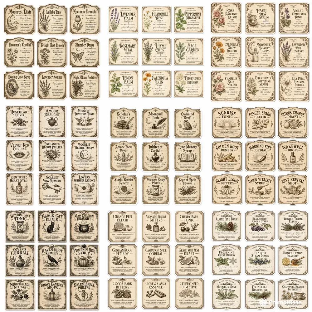 Vintage Apothecary Label Sets