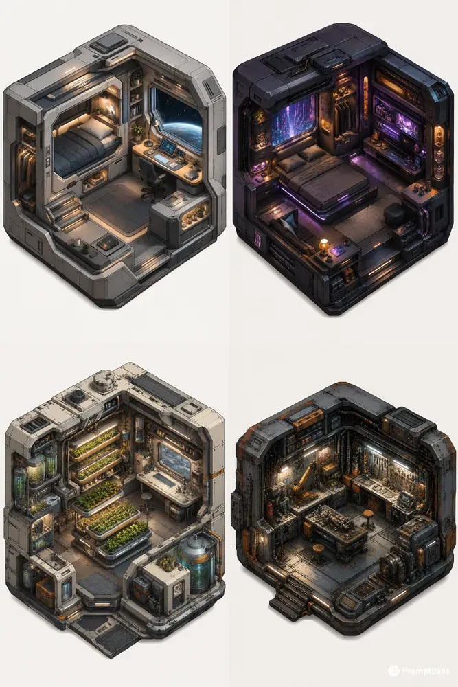 Isometric Scifi Cutaway Worlds