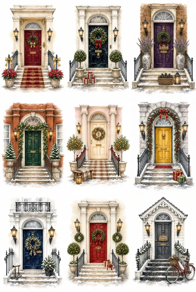 London Christmas Door Clip Art 100 Packs
