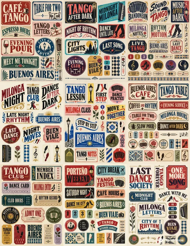 Tango Typography Sheets
