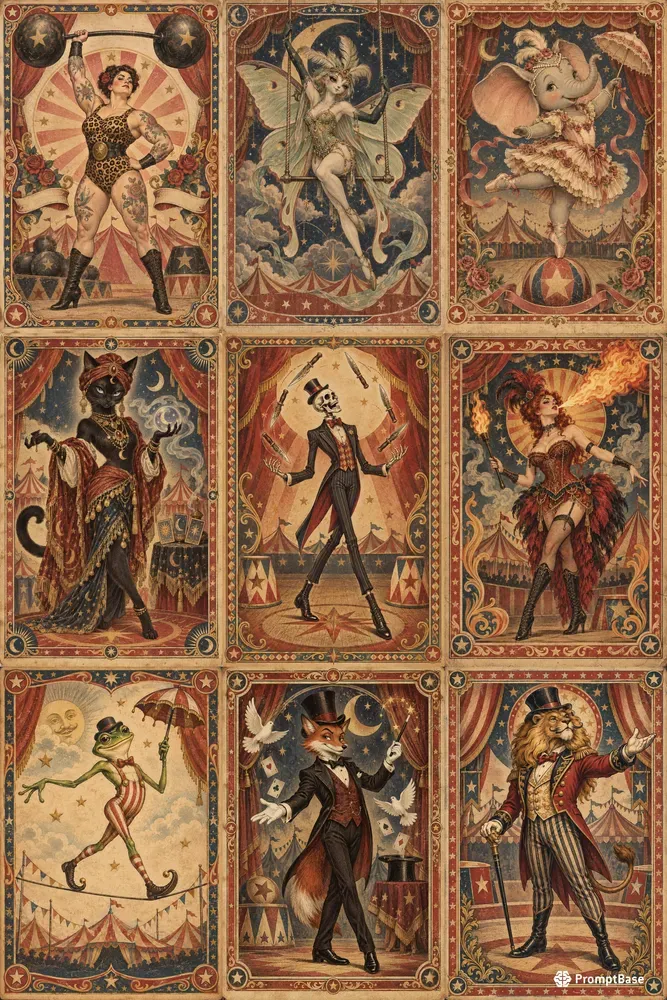 Vintage Circus Character Posters