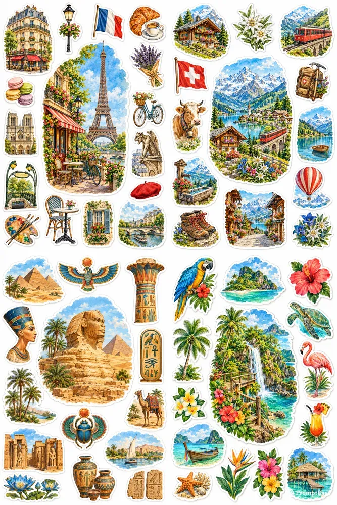 World Landmark Sticker Sheets