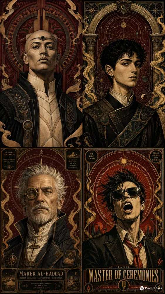 Ornate Engraved Character Posters