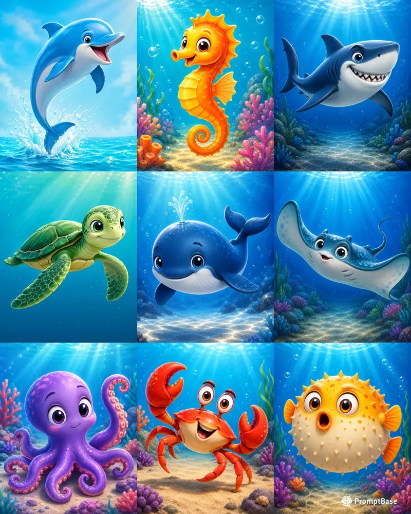 Premium Cartoon Sea Animals