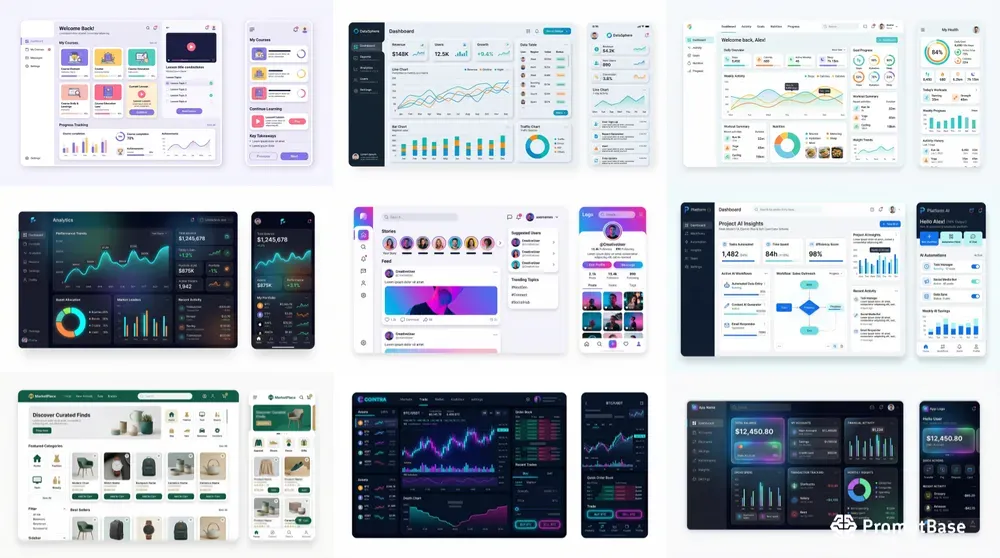 Modern Web UI Mockups 2 Screens Kits