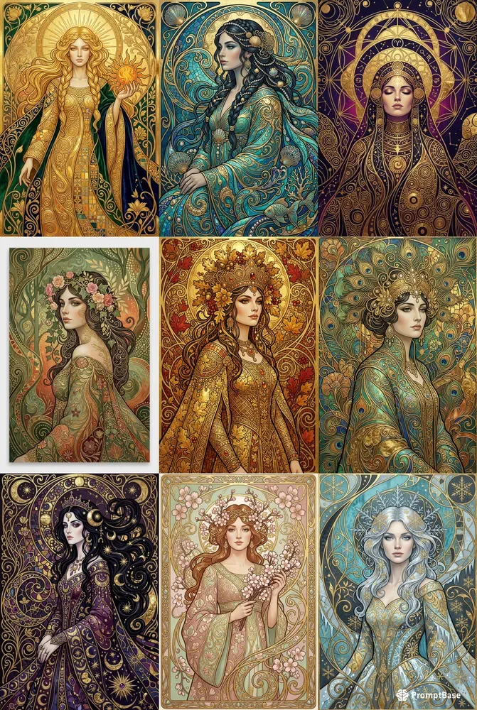 Art Nouveau Gold Leaf Portraits