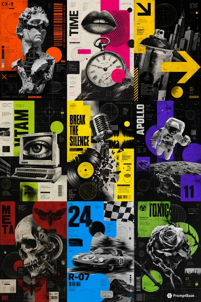 Brutalist Digital Collage Posters