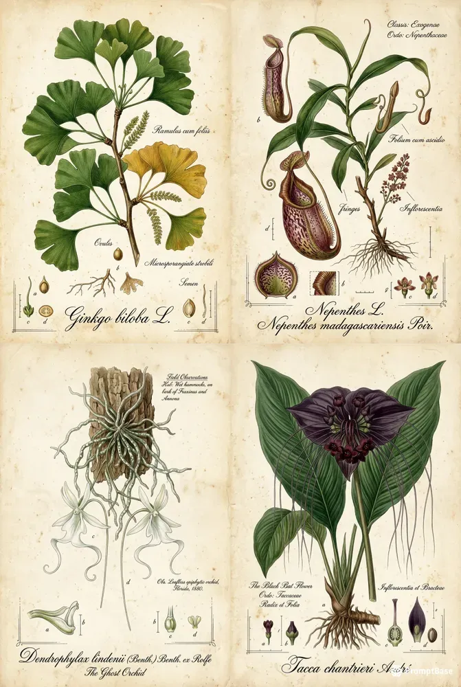 Vintage Botanical Herbarium Wall Art