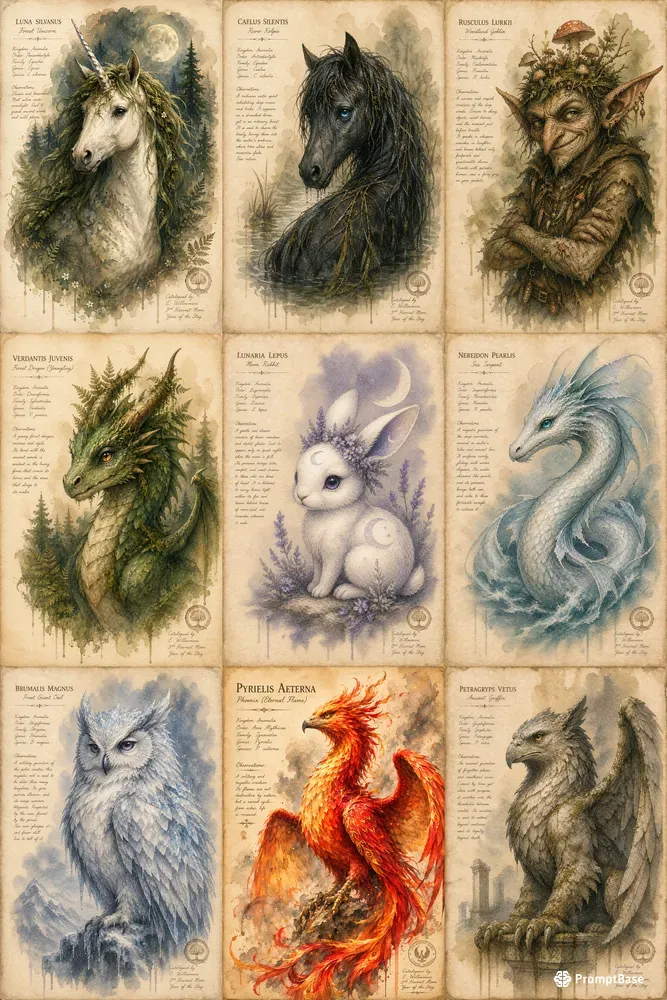 Fantasy Bestiary Watercolor Portraits