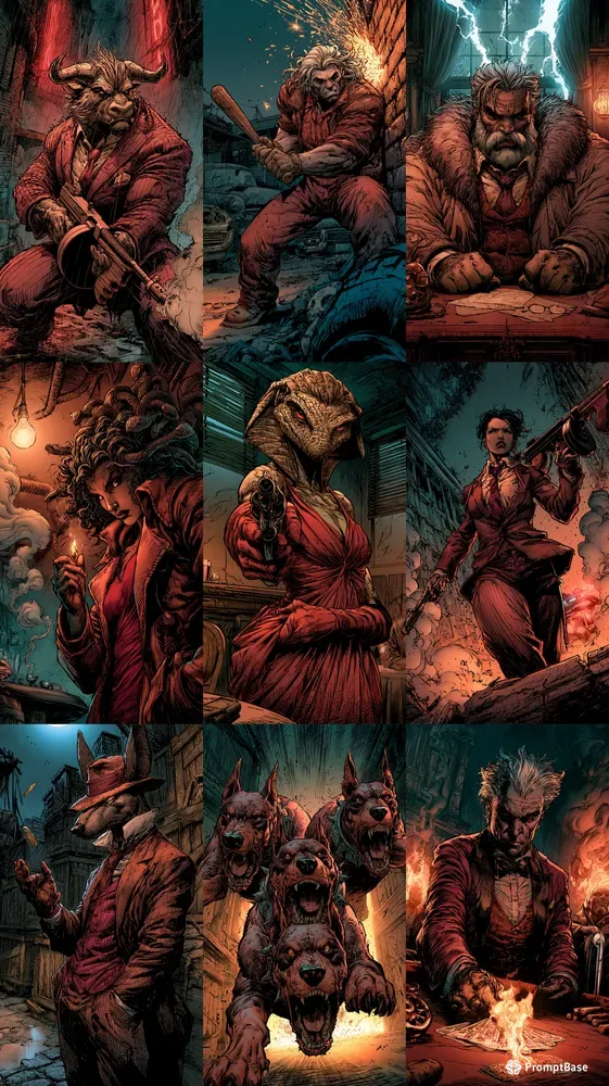 Gritty Noir Mythology Graphic Novel Art