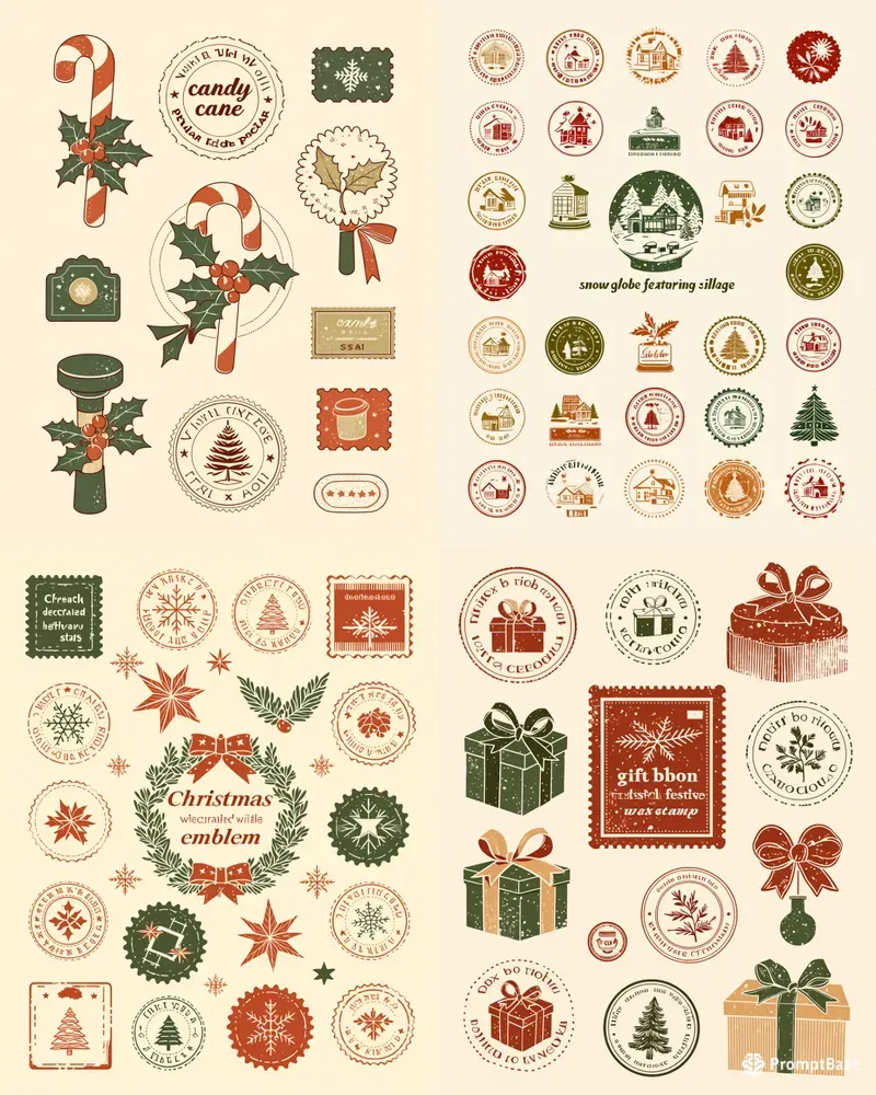 Vintage Christmas Rubber Stamps