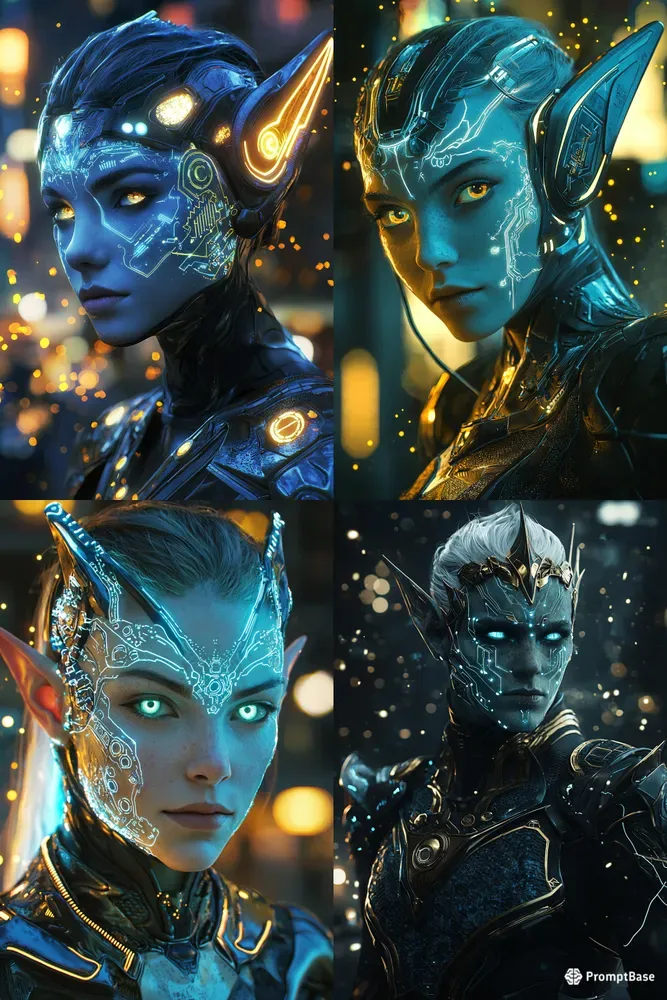 Scifi Elf Warrior Cyberpunk Portraits