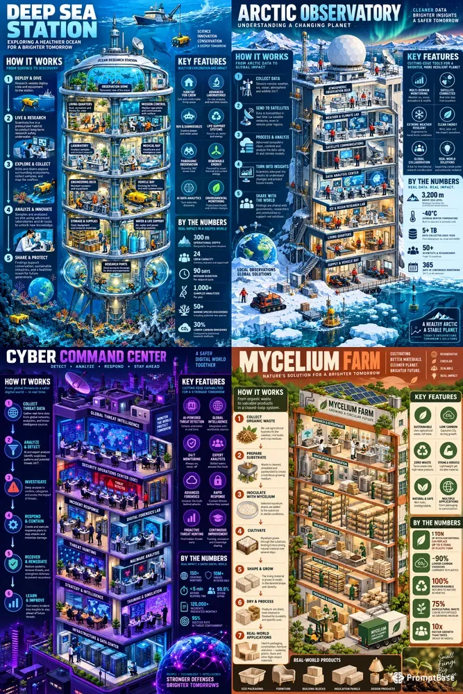Isometric Facility Infographic Posters
