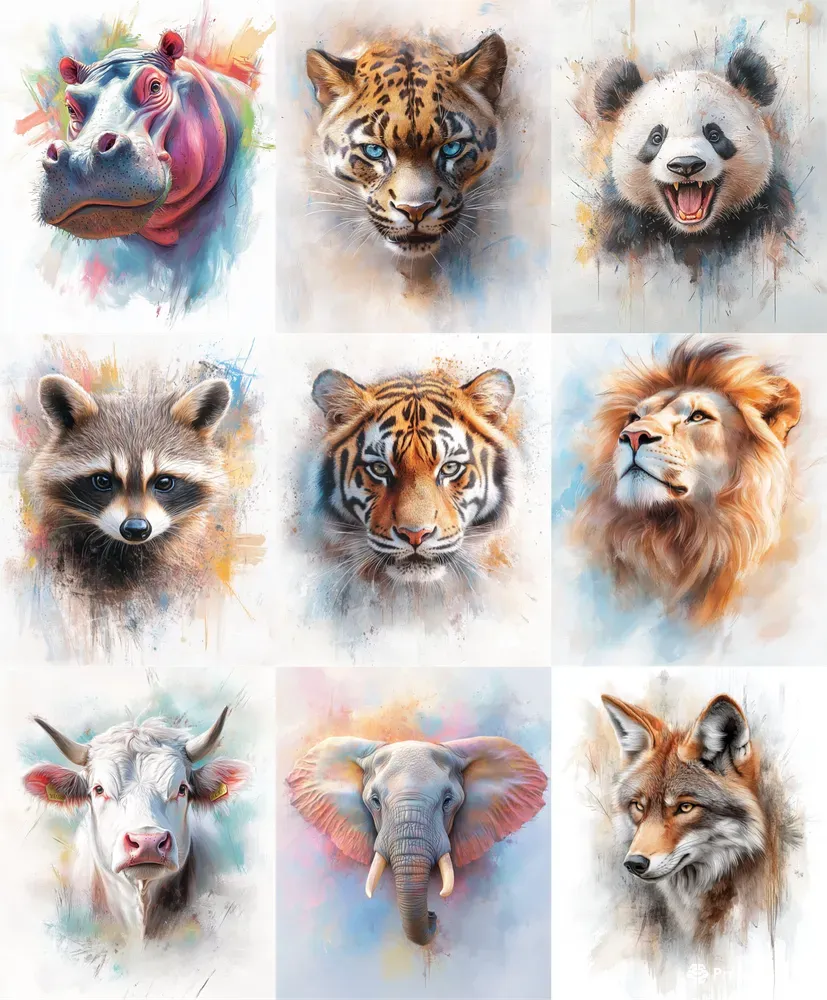 Psychedelic Watercolor Animals