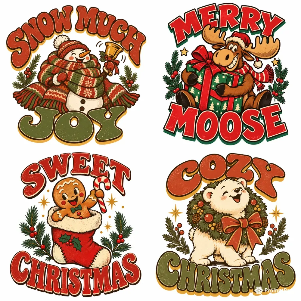 Retro Christmas Character Emblems