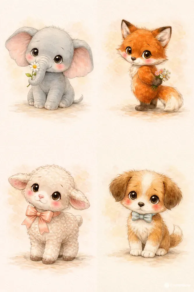 Storybook Whimsical Animal Portraits