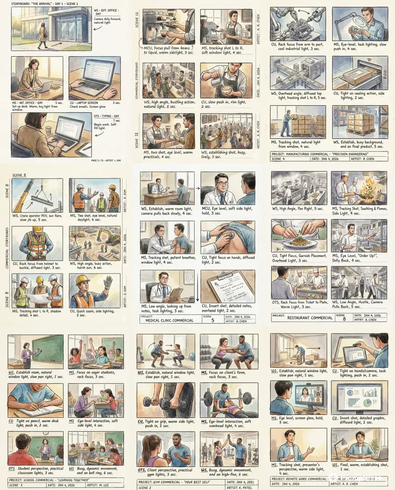 Cinematic Handdrawn Storyboards