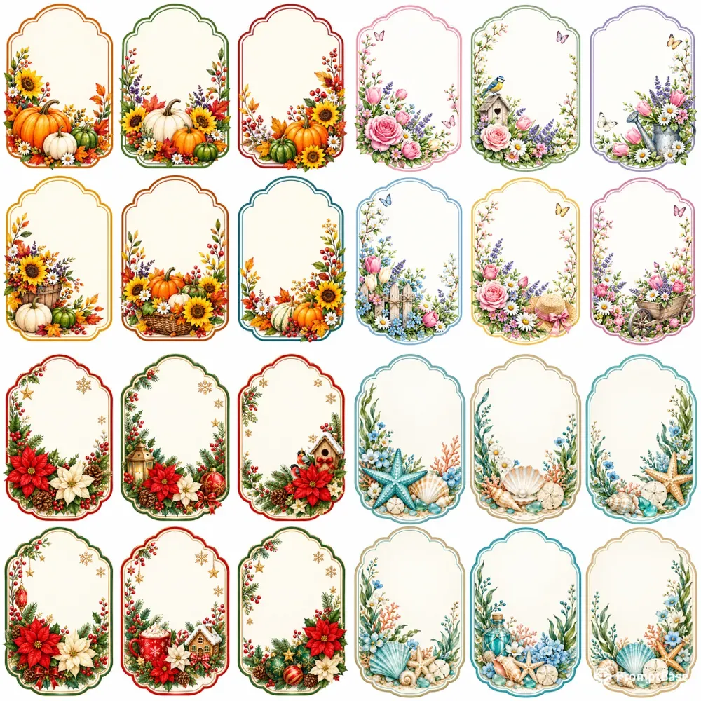 Scalloped Seasonal Label Sets