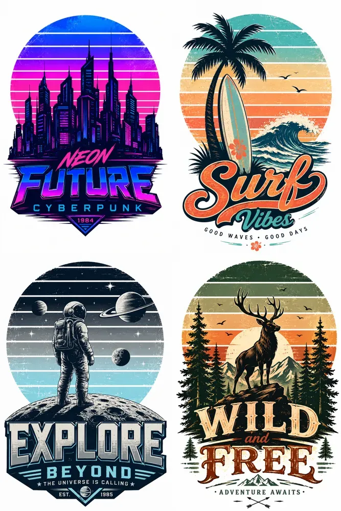 Retro Sunset Adventure Tshirt Designs
