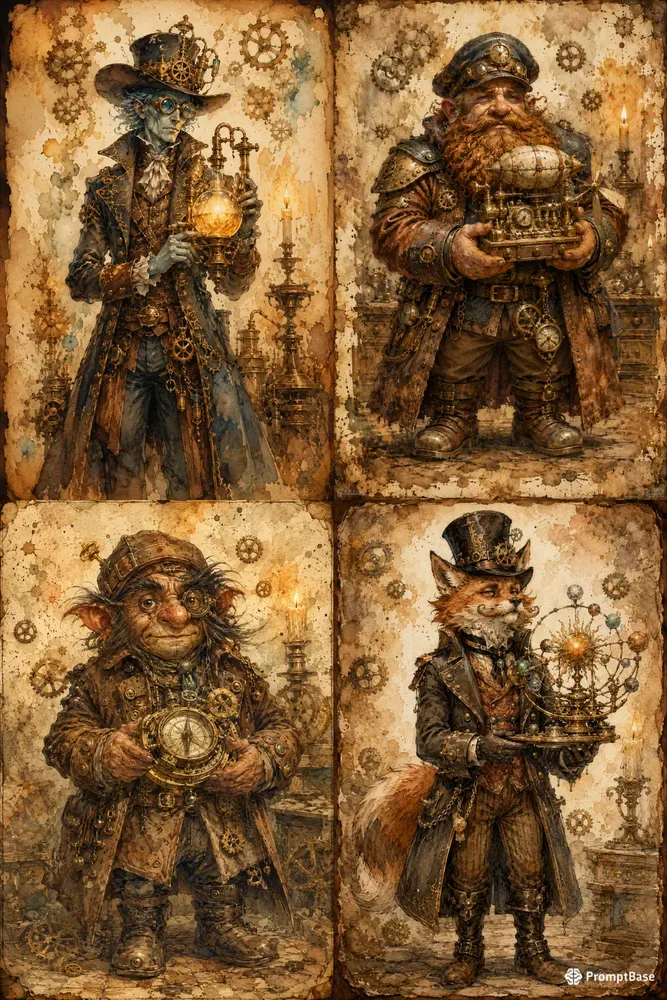 Steampunk Watercolor Character Art