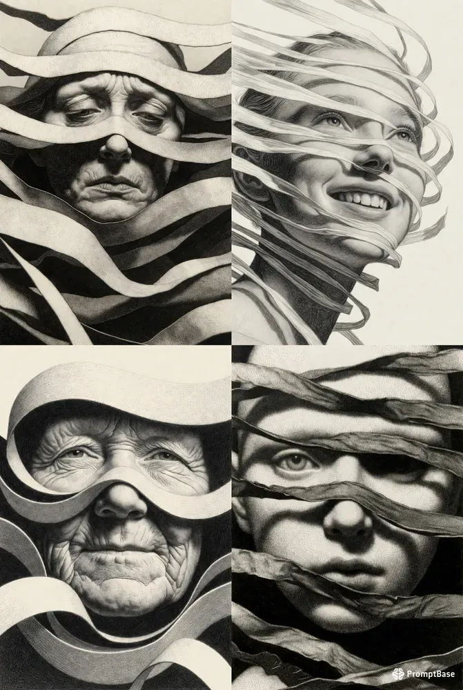 Surrealist Ribbon Portraits