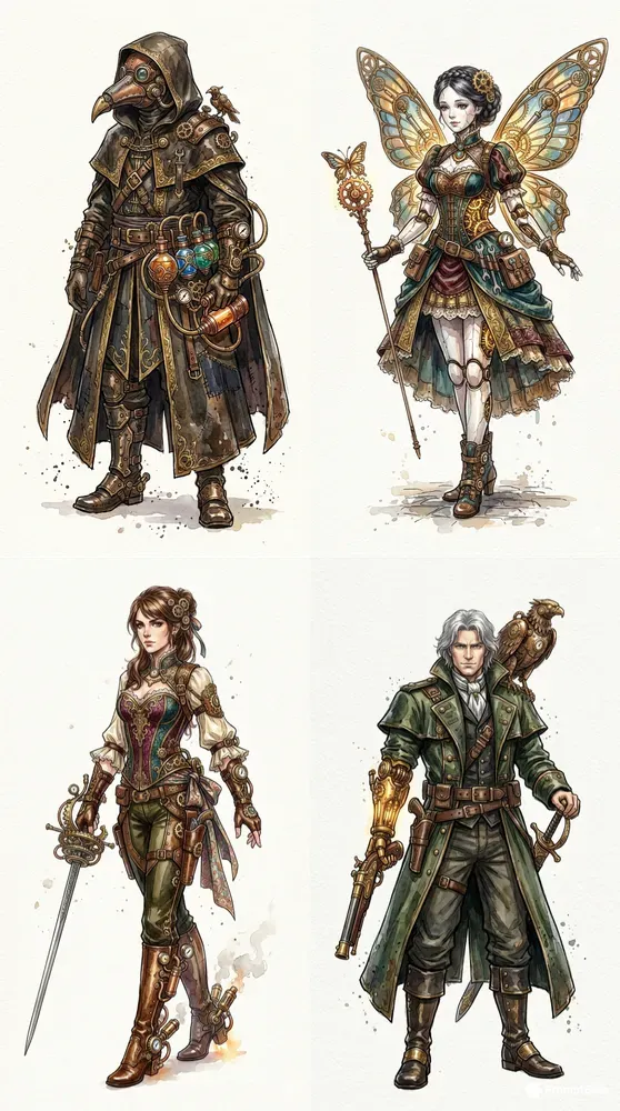 Jrpg Steampunk Watercolor Concept Art