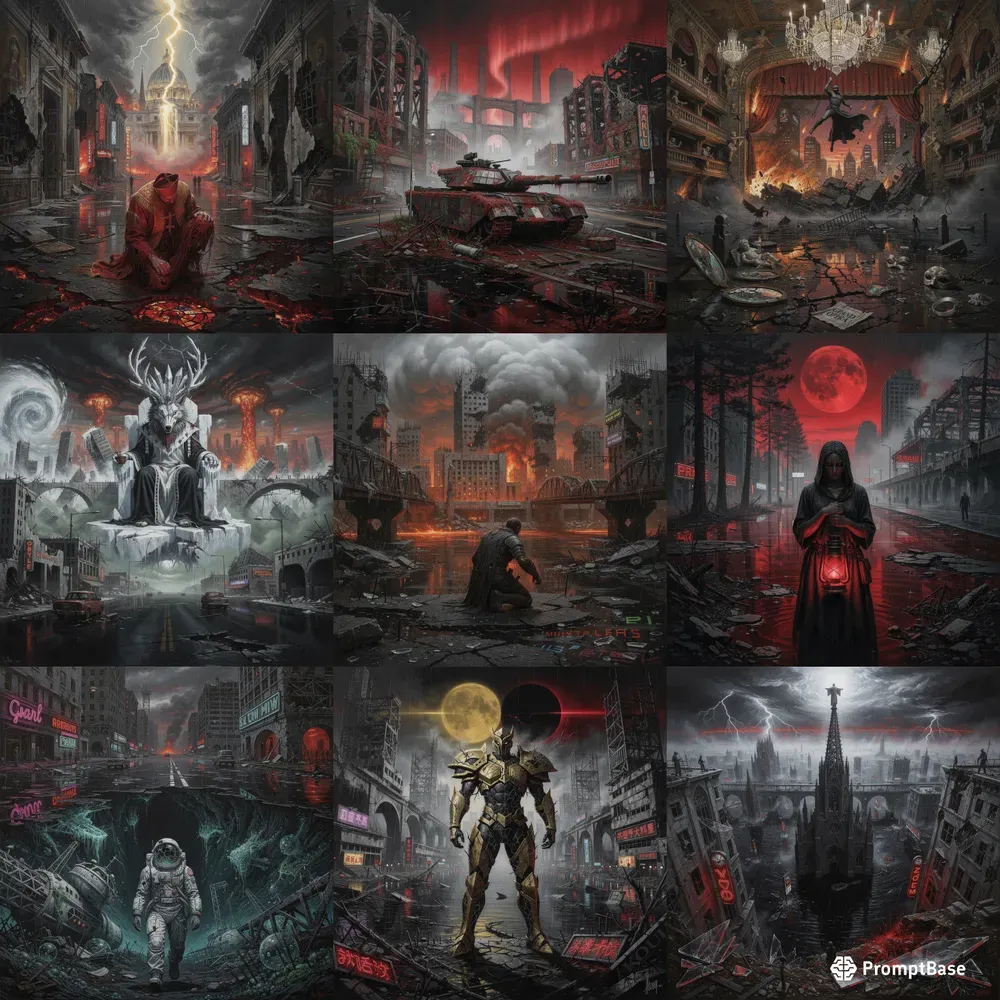 Dark Cinematic City Paintings
