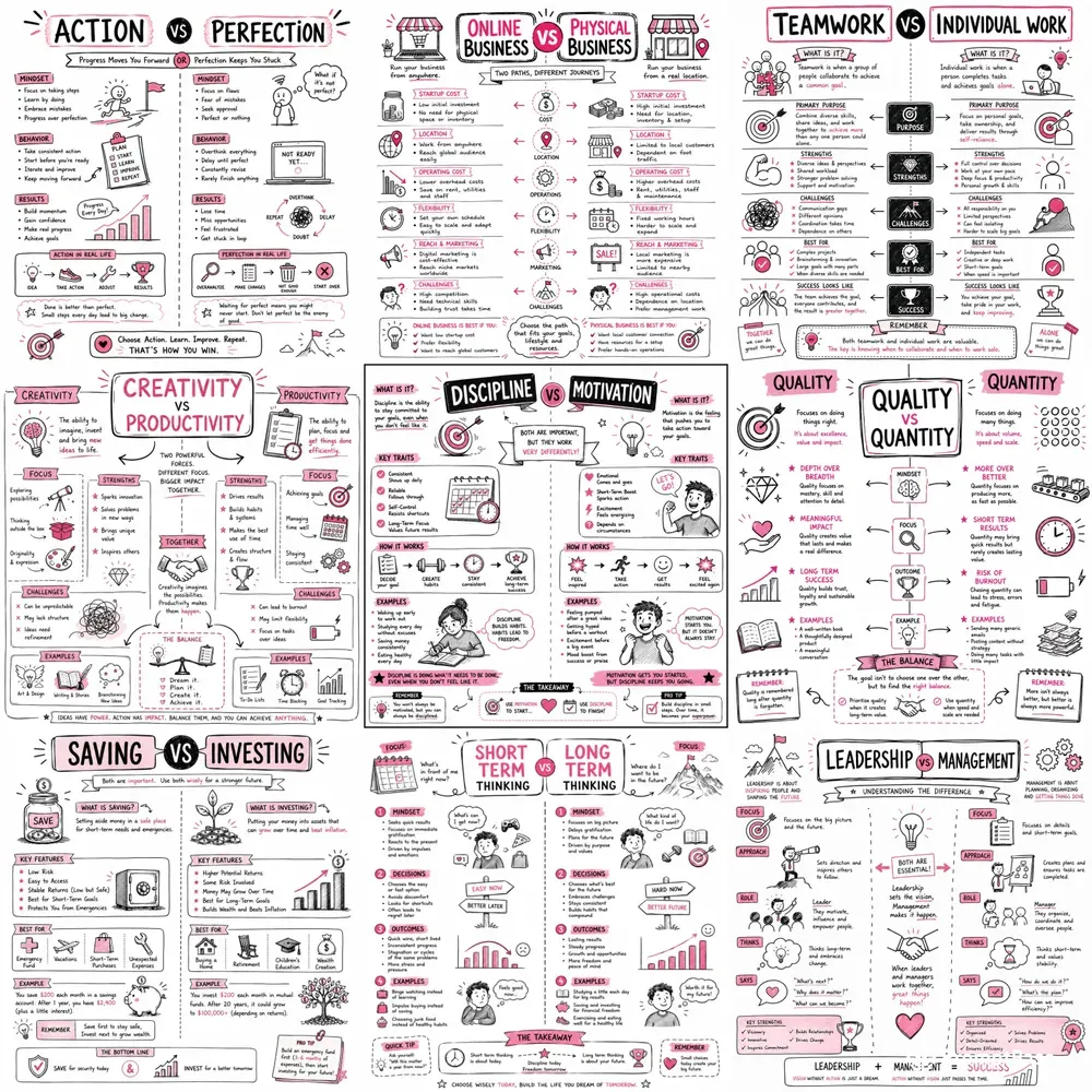 Hand Drawn Comparison Infographic Packs